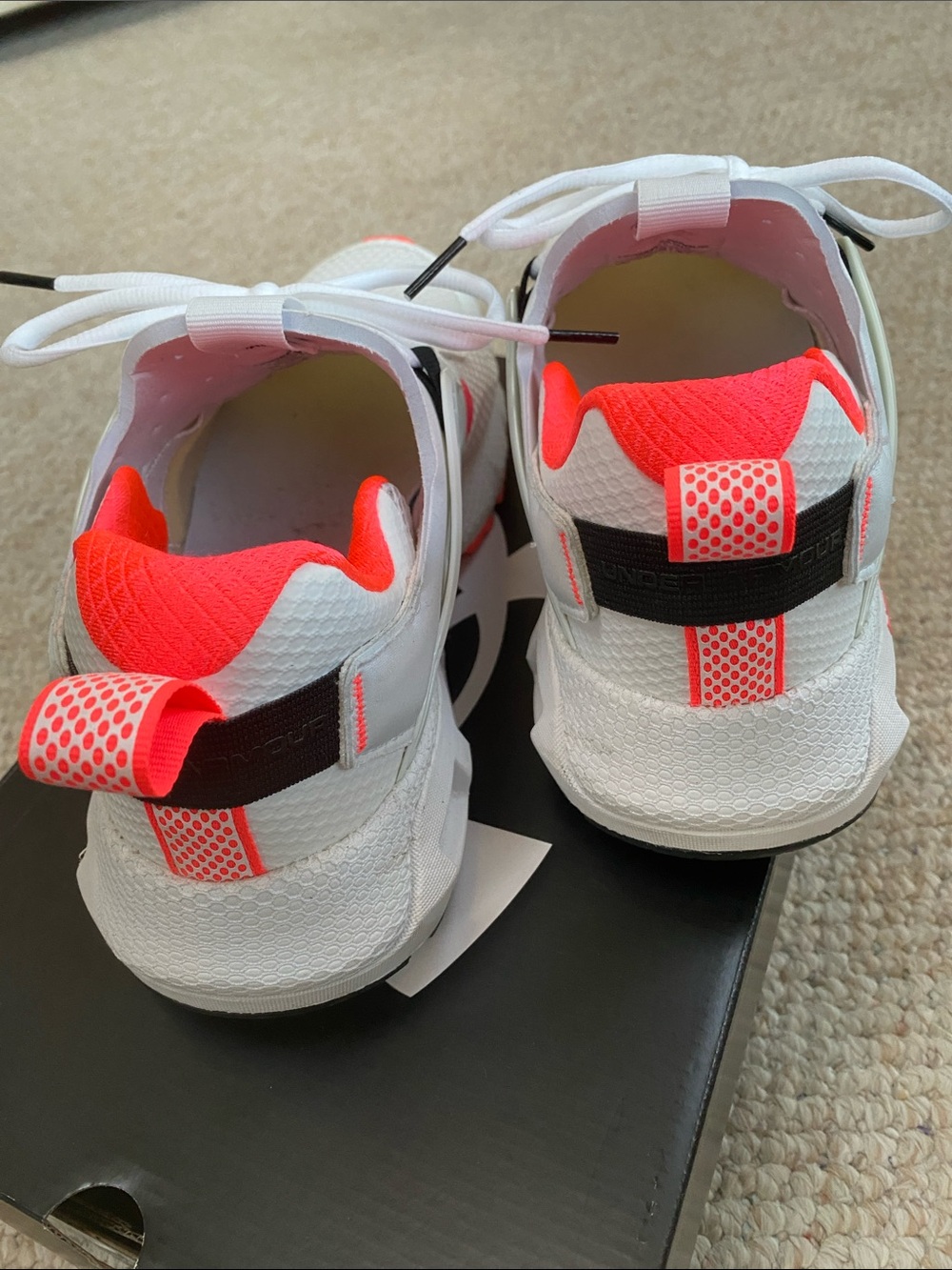 Under Armour Womens White Sneakers with Neon Pink Accents - Picture 2 of 7